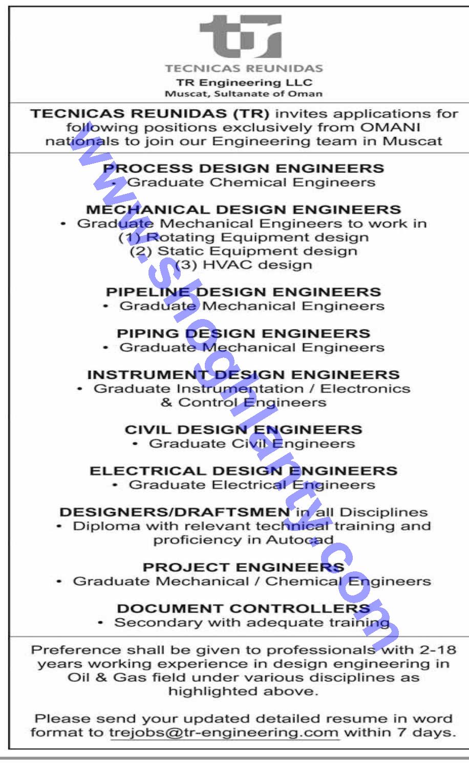 Jobs Projects Engineer Oman 04 May 2014