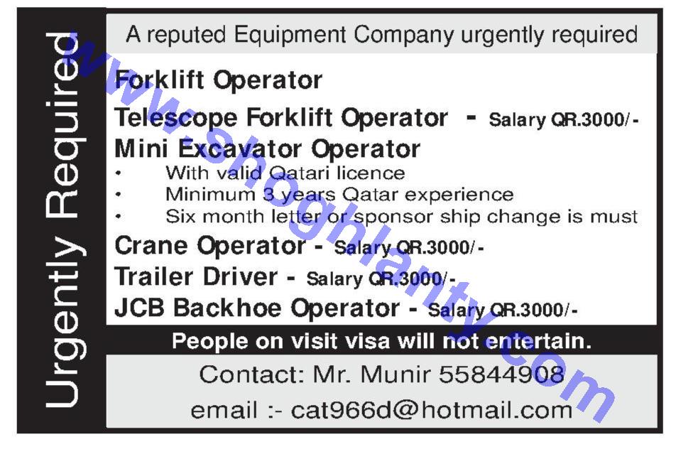 Jobs Machines Operator Machinist Qatar 10 September 2015